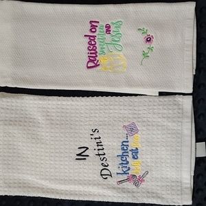 2 embroidered dish towels